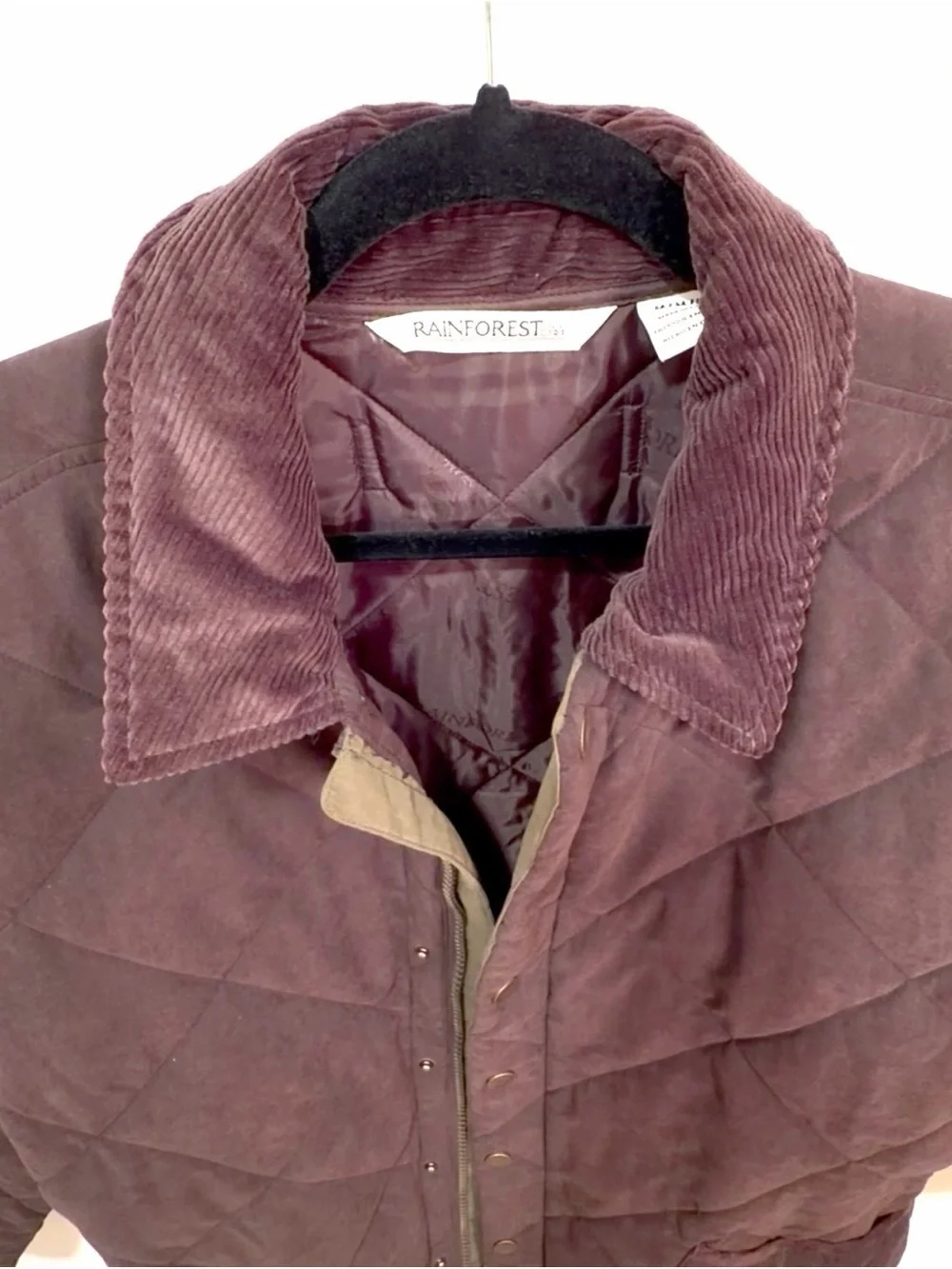 NWOT RAINFOREST Diamond Quilted Harbor Coat Chocolate M